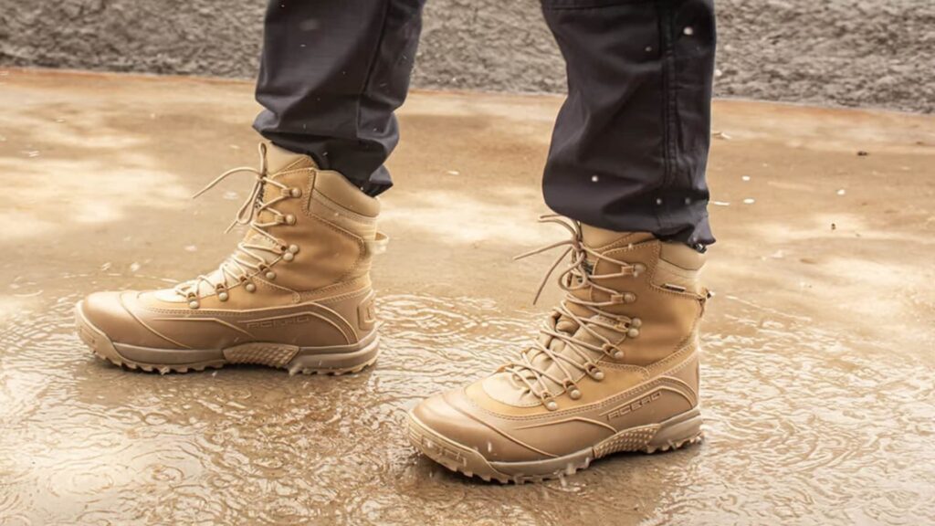 Homem com bota Acero de couro bovino.
